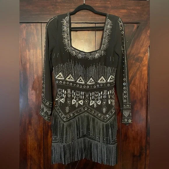 ASOS | Dresses | Nwt Asos Black And Silver Beaded Fringe Partycocktail Dress  | Poshmark